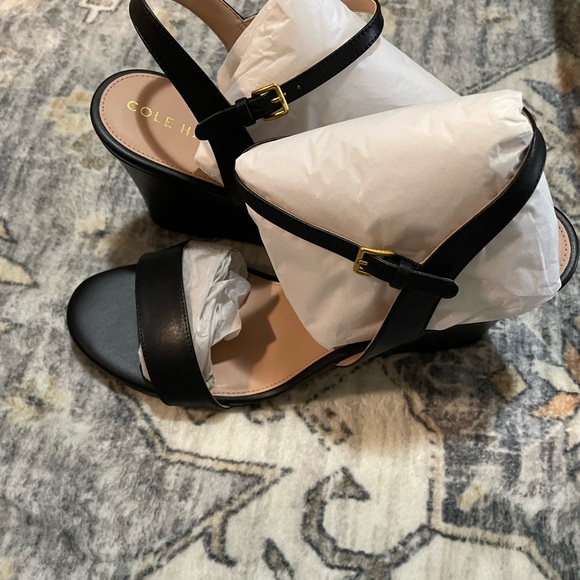 NIB Cole Haan Josie Wedge Sandal in Black - Picture 8 of 10